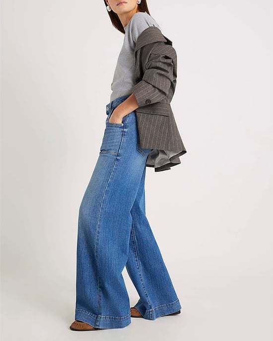 River Island Womens Wide Leg Jeans Blue Pocket Front - Image 2