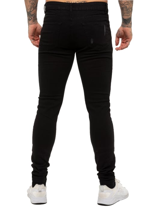 Enzo Mens Skinny Ripped Jeans - Image 4