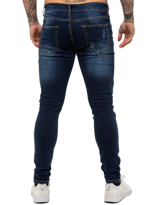 Enzo Mens Skinny Ripped Jeans - Image 4