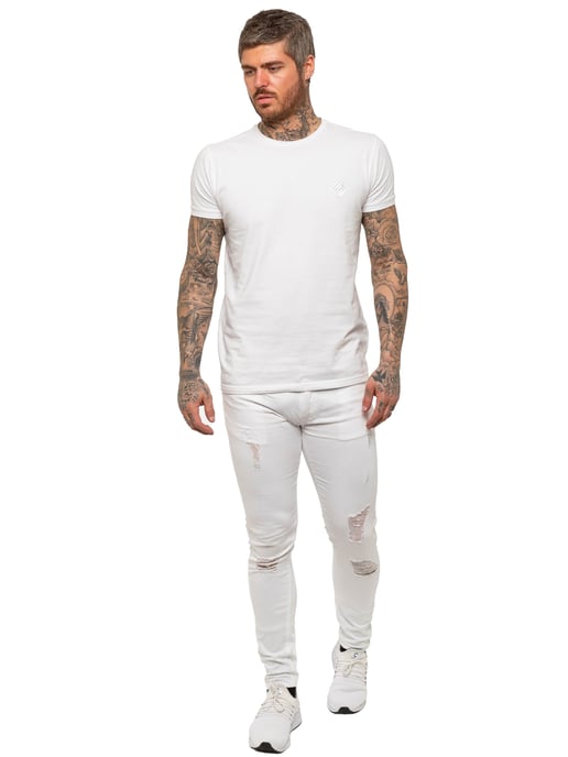 Enzo Mens Skinny Ripped Jeans - Image 4