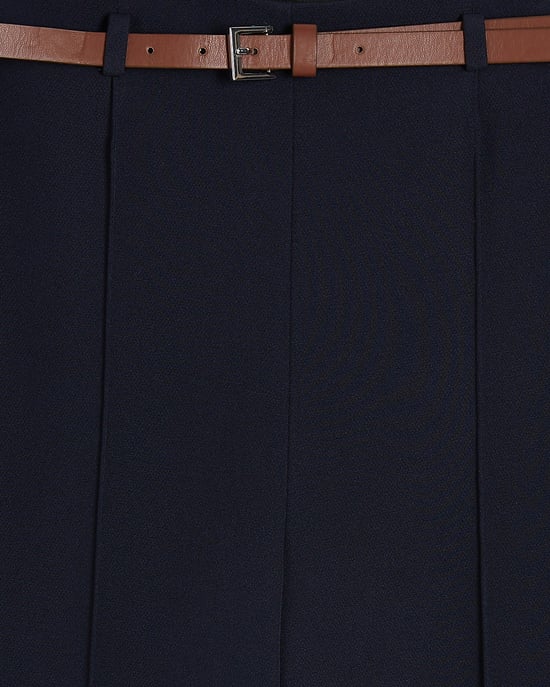 River Island Womens Straight Leg Trousers Navy Belted Side Zip - Image 5