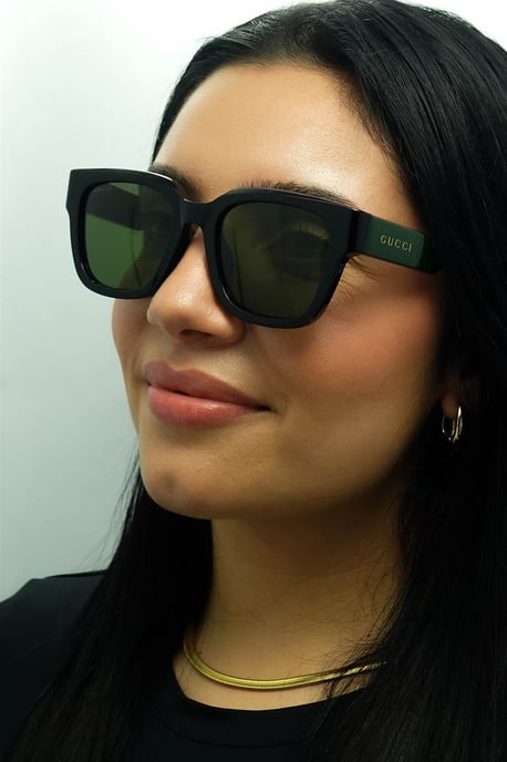 Gucci Square Mens Black with Green and Red Green GG1670SK - Image 5