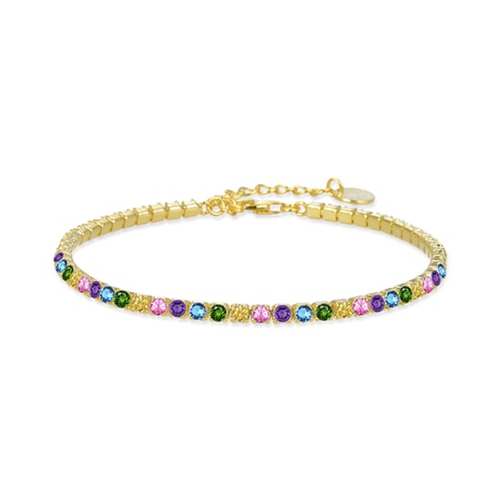 Luxenter 925 Sterling zilveren armband met multicolour zirkonia afgewerkt in 18K geel goud - Tahu - Image 1
