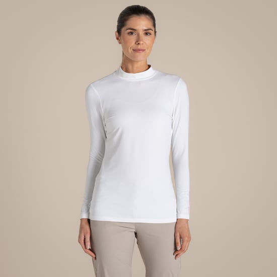Craghoppers Womens/Ladies Nosilife Mock Neck Long-Sleeved Golf T-Shirt (White) - Image 4