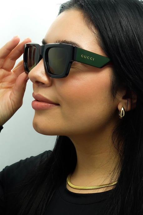 Gucci Square Mens Black with Green and Red Green GG1668S - Image 5