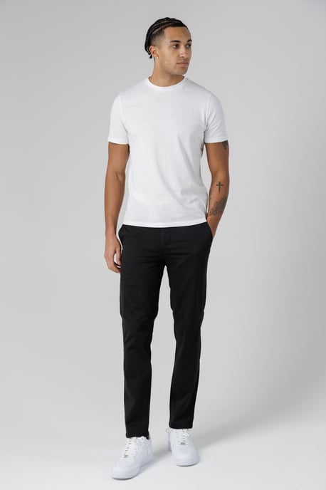 Black Organic Cotton Blend Slim Fit Classic Chinos - Image 4