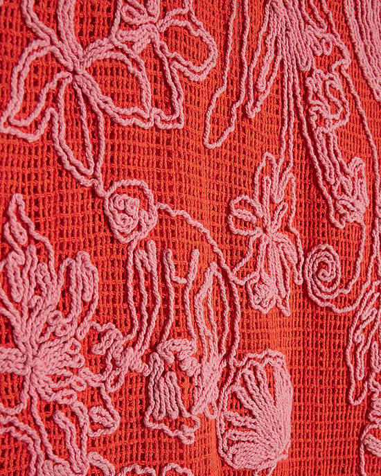 River Island Womens Maxi Dress Red Shell Embroidered Crochet - Image 5