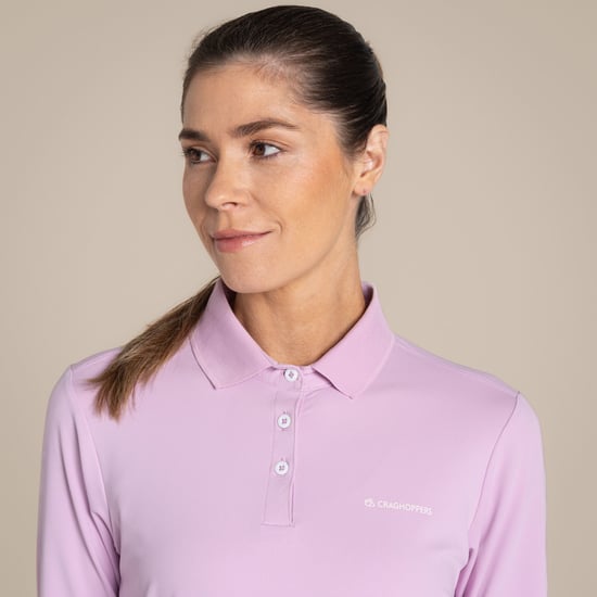 Craghoppers Womens/Ladies Thornbury Nosilife Long-Sleeved Golf Polo Shirt (Orchid) - Image 6