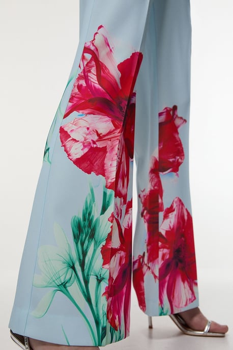Tailored Crepe Placed Floral Wide Leg Trouser - Image 3