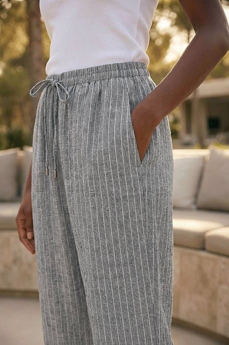 Petite Metallic Stripe Cropped Trouser - Image 4