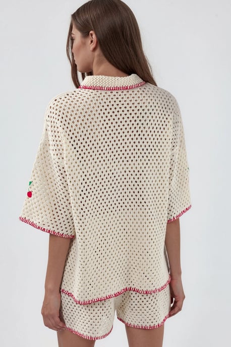 Geborduurde Polo Kragen Twee-Delige Coord Set - Image 4