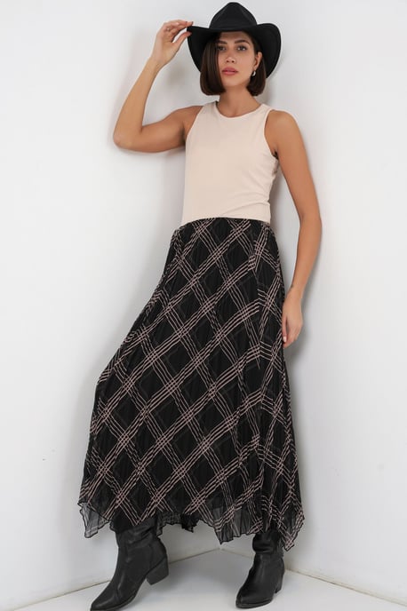 Asymmetrisk mönstrad maxikjol - Image 5