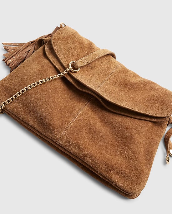 River Island Womens Shoulder Bag Brown Suede Tassel Chain Popper - Image 3