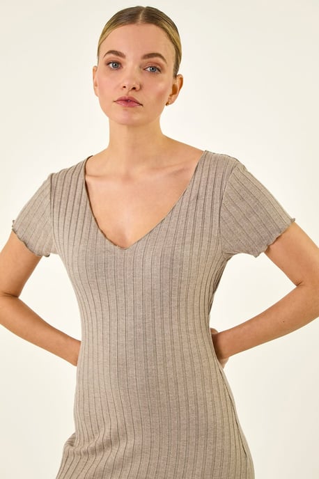 V-Neck Knit Midi Dress - Image 5