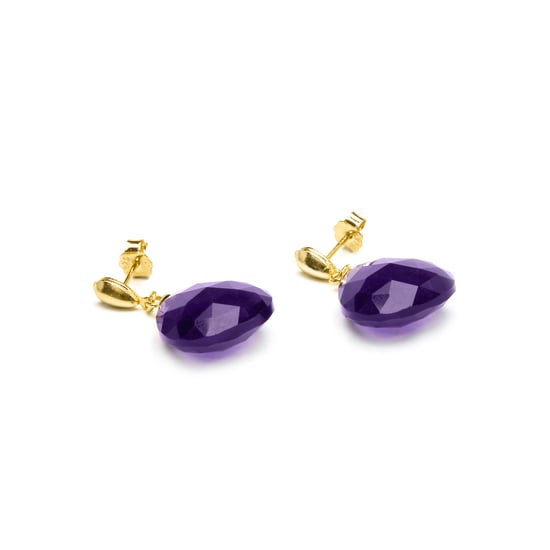 Luxenter zoqoyi-örhängen i 925 sterlingsilver och naturlig ametist med 18K guldplätering - Image 5