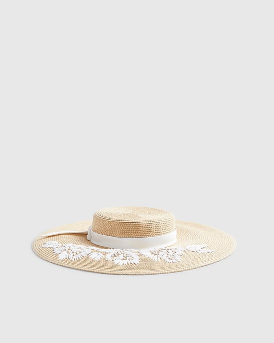 River Island Womens Boater Hat Beige Premium Amayah Edwina Ibbotson - Image 4