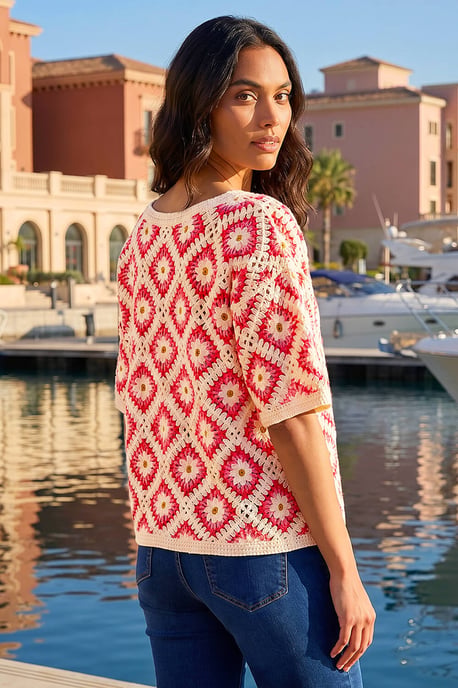 Floral Crochet Knit Top - Image 3