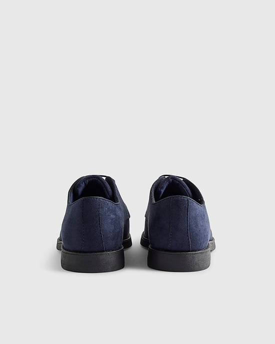 River Island Mens Brogues Navy Faux Suede Lace Up Round Toe Shoes - Image 2