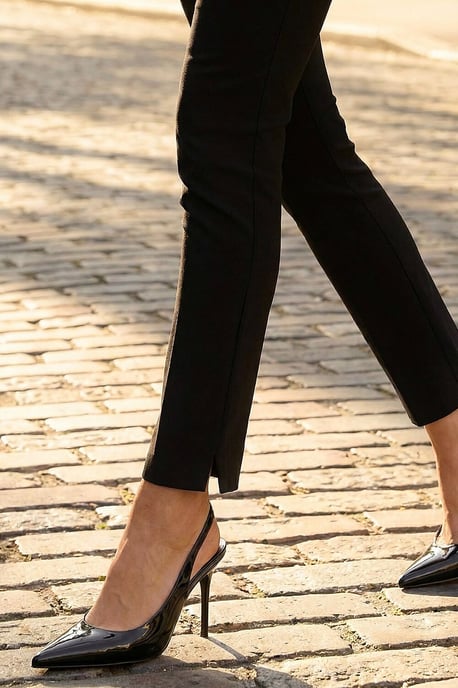 Full Length Elastic Waist Stretch Trousers - Image 4