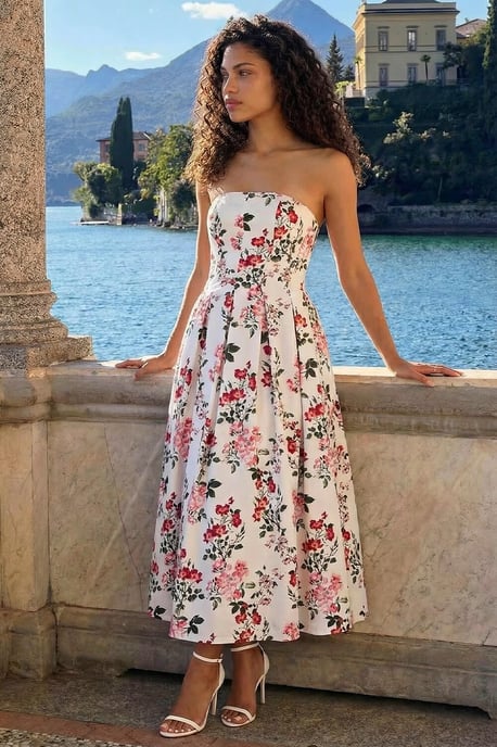 Petite Floral Print Cotton Midi Dress - Image 4
