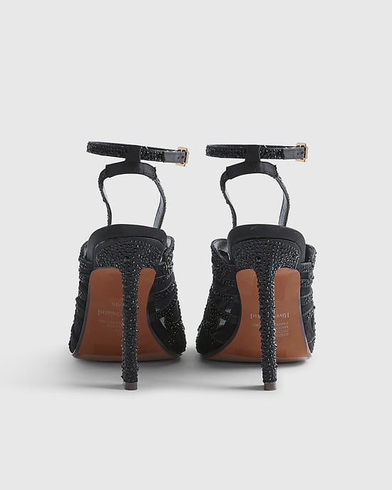 River Island Womens Heels Black Butterfly Design Caged Buckle - Image 3