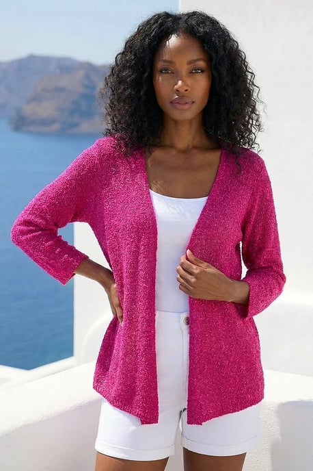 Textured Shimmer Knit Shrug - Image 3
