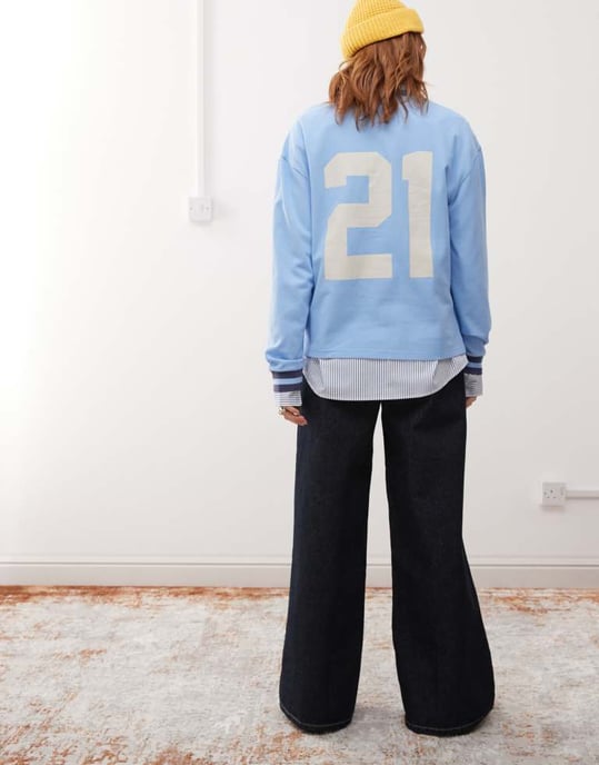 Prohibited long sleeve polo shirt in blue - Image 2