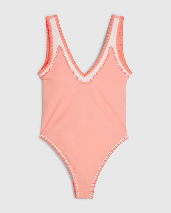 River Island Womens Swimsuit Pink Whipstitch Plunge - Image 5