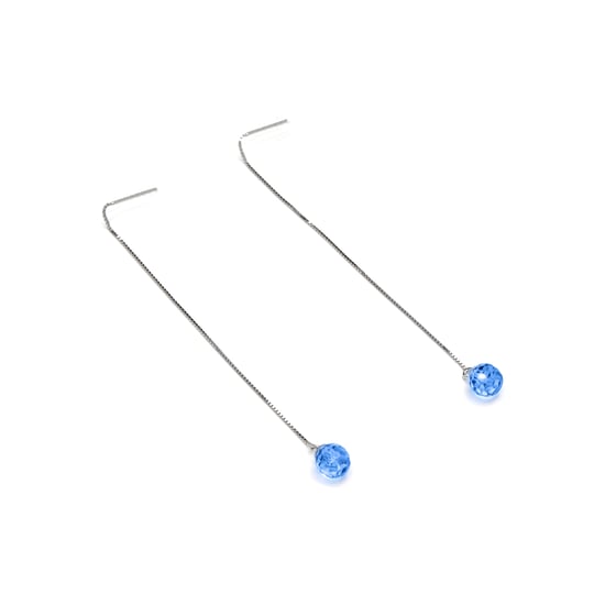 Luxenter yedia earrings in 925 sterling silver and aquamarine blue hydrothermal quartz rhodium plated finish - Image 5