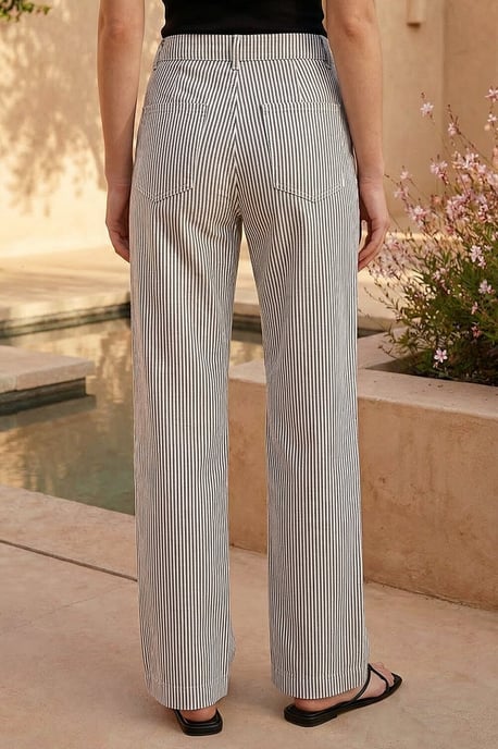 Stripe Wide Leg Stretch Trousers - Image 3