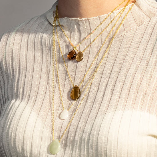 Luxeketting, metaallegering, abelia en groene jade, 18K vergulde afwerking - Image 3