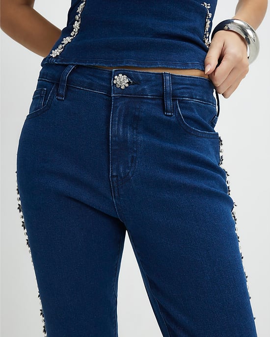 River Island Womens Bootcut Jeans Blue Denim Embellished - Image 2