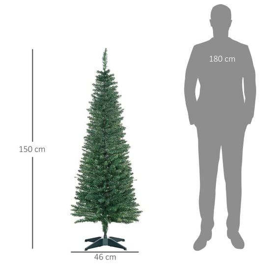 Homcom Kerstboom kunstspar smal met standaard 150cm - - Image 3