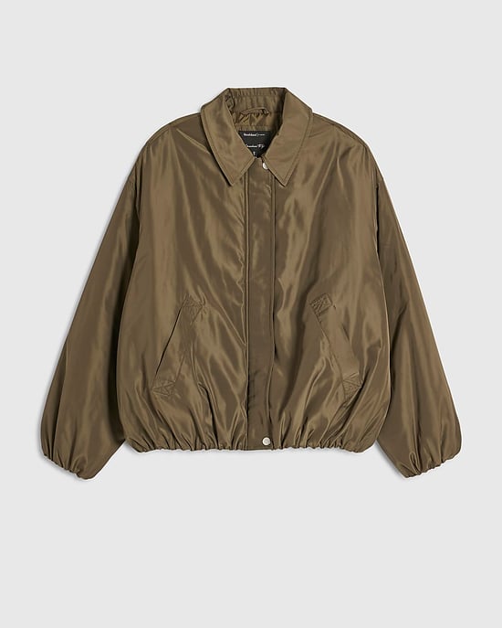 River Island Womens Jacket Khaki Bubble Hem Collared Zip Popper - Image 6
