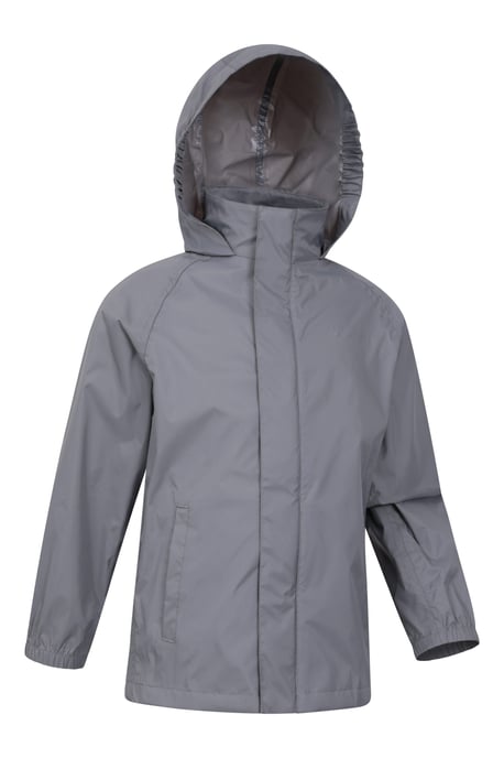 'Pakka' Kids Jacket Waterproof Wind Resistant Stylish Travelling Hooded Coat Grey - Image 2