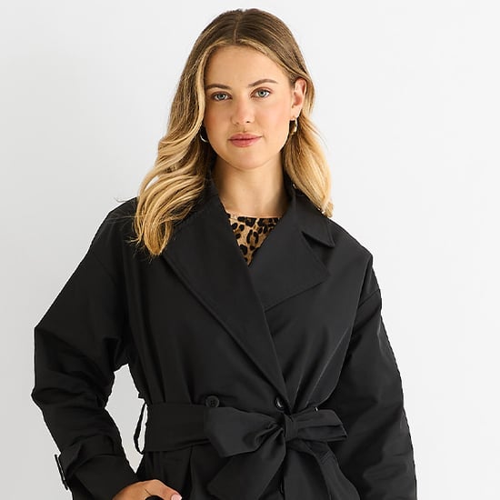Svart dubbelbröstad långärmad bältad Trench Coat - Image 2