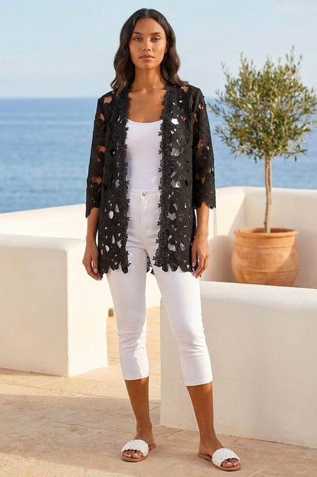 Crochet Lace Longline Jacket - Image 2