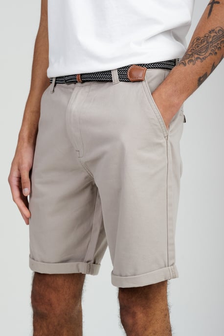 Stone Cotton Belted Chino Shorts - Image 4