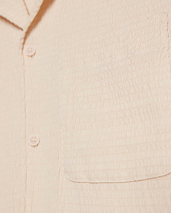 River Island Mens Shirt Pink Regular Fit Textured Short Sleeve - Image 5