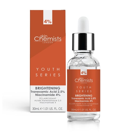 skinChemists Tranexamic Acid 2.5%, Niacinamide 4% Anti-Ageing Brightening Serum 30ml for Large Pores, Uneven Skin Tone - Image 1
