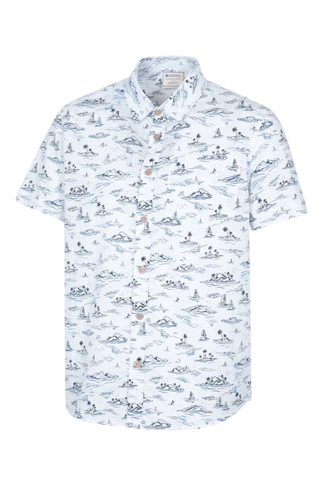 'Preston Illustration' Men's Shirt Breathable Summer Holiday Top White - Image 2