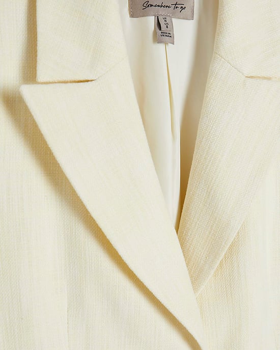 River Island Womens Blazer Yellow Cotton Cinched Long Sleeve - Image 5