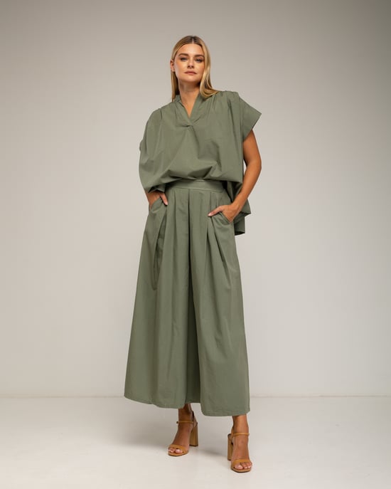 Oversized korte mouwen top met plooien - Image 4