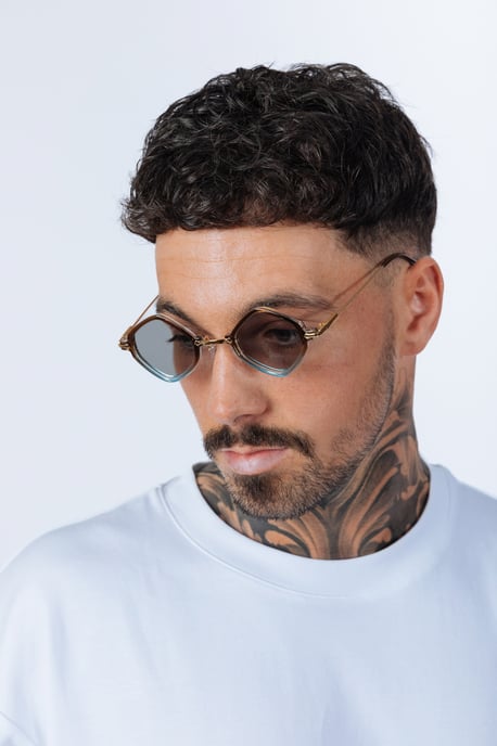 Diamond Shape Sunglasses in Brown Blue - Image 5