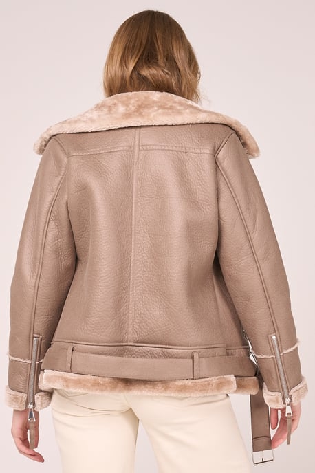 Faux Shearling Belted Aviator - Image 5