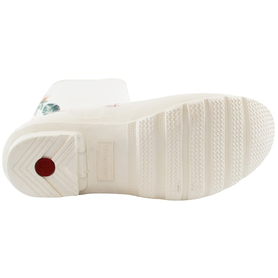 Hunter Tall Botanical Back Womens White Wellington Boots - Image 5