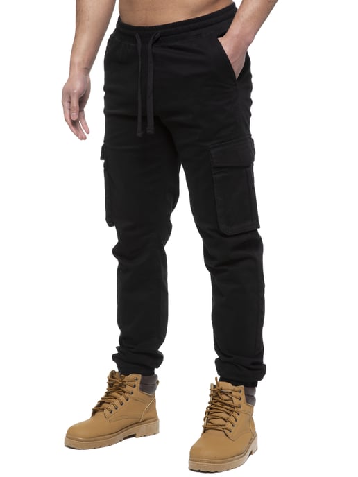 Enzo | Heren Cargo Jogger Jeans - Zwart - Image 1