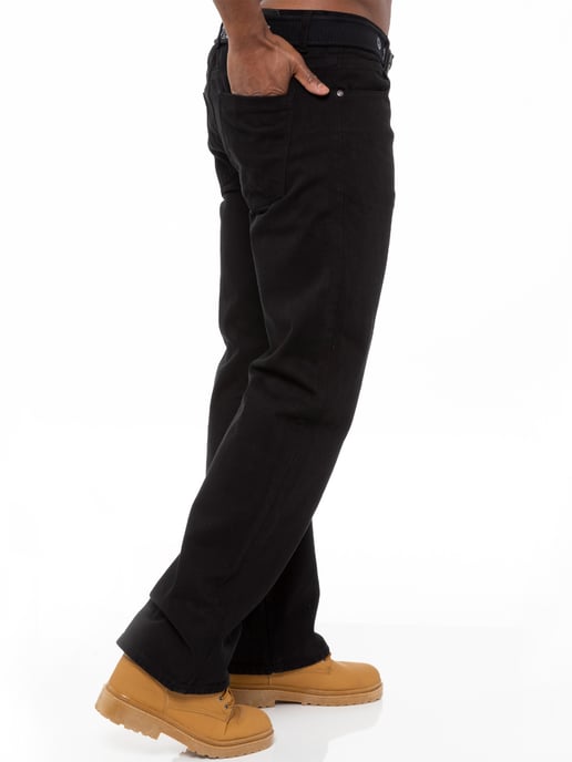 Enzo | Heren Regular Fit Denim Jeans Met Riem - Zwart - Image 4