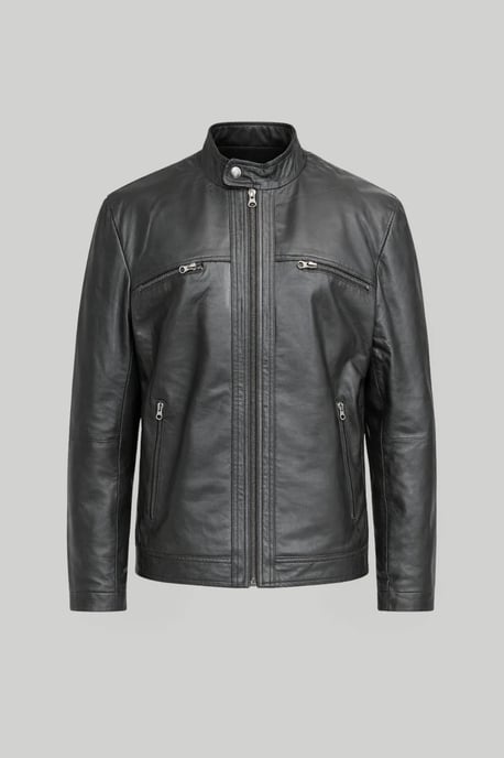 Borya Leather Jacket in Black - Image 3