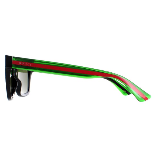 Gucci Rectangle Mens Black and Green With Red Stripe Green GG0001SN - Image 3